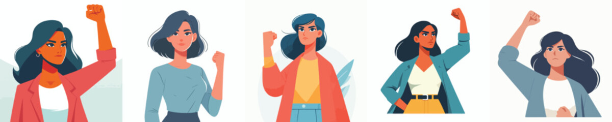 vector of a woman clenching his fists up