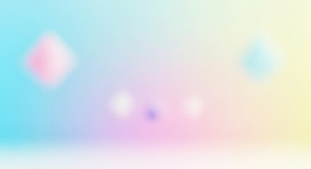 A blurred image of a colorful abstract background with geometric shapes and pastel colors.