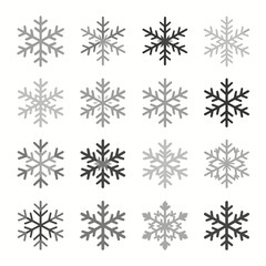 A collection of different snowflake shapes suitable for winter holiday decoration purposes.