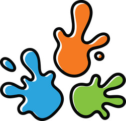 Cartoon paint splashes, colorful splash vector, abstract ink blot clipart, vibrant art design, creative background element, artistic decoration, playful style, modern graphic