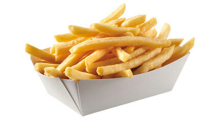 Golden, crispy French fries in paper cone, a delicious fast food favorite