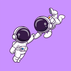 Cute Astronaut Friend Playing In Space Cartoon