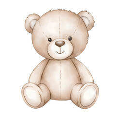 Watercolor cute teddy bear png isolated on transparent background for blue baby shower
