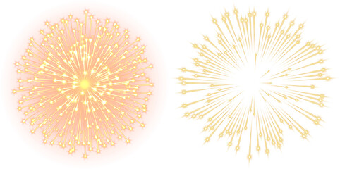 Festive fireworks Set on a transparent background. New Year's Eve Golden fireworks holiday designs, firecrackers, sparklers, festive, isolated on transparent background
