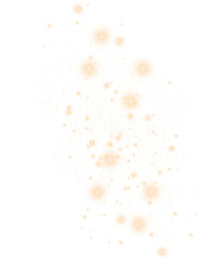 Glowing golden particles isolated on a transparent background. Seamless shiny multicolored sparkles surface background 