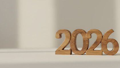 Celebrate new beginnings with rustic wooden 2026 year display, new year's eve