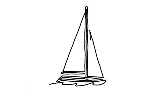 Continue line animation of sailing boat
