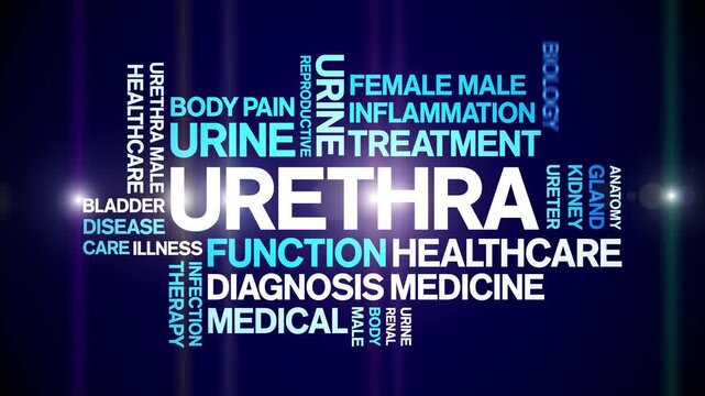 Urethra animated word cloud-text design animation tag kinetic typography seamless loop.