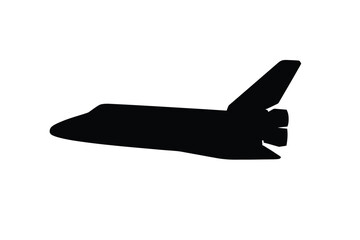 Airplane silhouette icon for travel and transportation, black vector symbol
