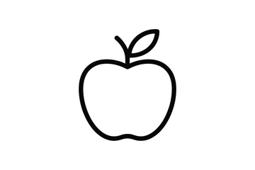 Apple fruit icon for healthy food and nutrition apps, minimalist line art symbol