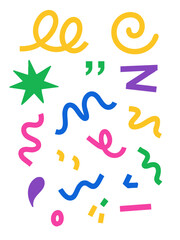 Colorful vector design set of ribbons and arrows with cartoon alphabet letters and numbers for school education