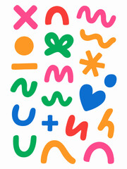 Colorful summer beach icons set with education alphabet fridge magnets for children's learning text words