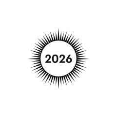 Year 2026 in a sunburst circle design.