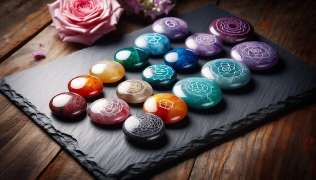 Chakra Stones A collection of seven polished chakra stones arran