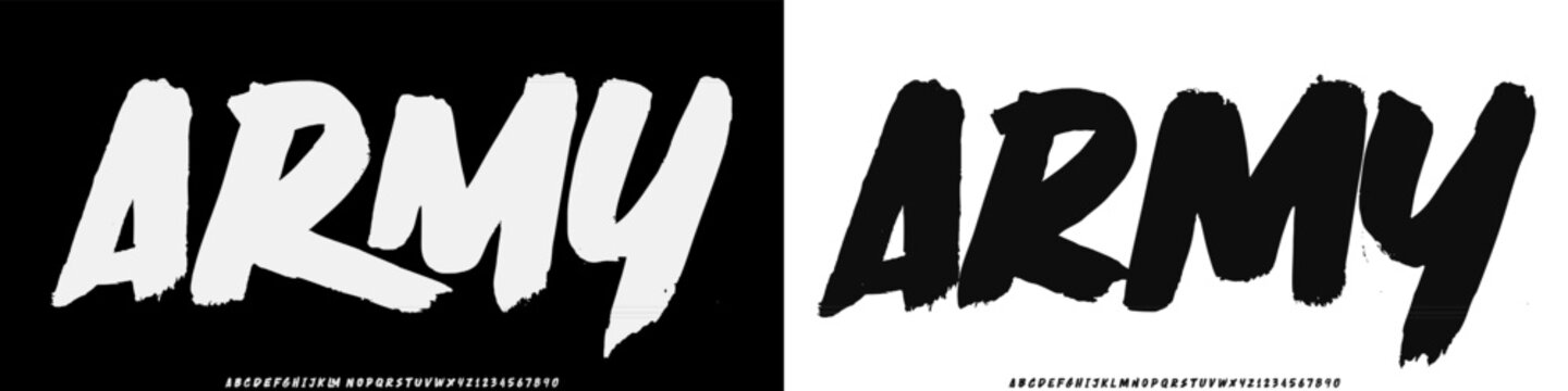 Bold brush vector font. Alphabet handmade brush with uppercase and lowercase.	