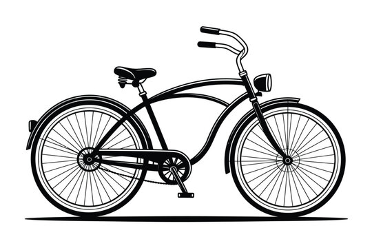 Classic beach cruiser bicycle illustration vintage style vector design isolated on white background