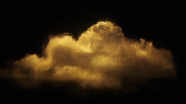 A dramatic depiction of a luminous, golden cloud formation, emanating an ethereal glow against the stark backdrop of a deep, starless night, creating an otherworldly, dreamlike ambiance.