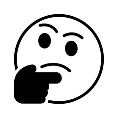 Vector solid black icon for Thinking face