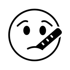 Vector solid black icon for Unwell face