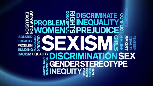 Sexism animated word cloud-text design animation tag kinetic typography seamless loop.