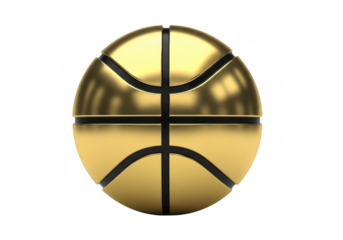 Golden basketball isolated on transparent background for sports and design