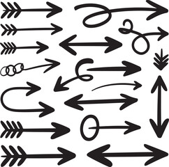 Creative Hand-Drawn Arrow Collection for Directional Concepts and Versatile Design Elements