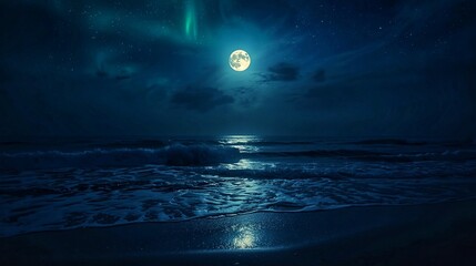 Ocean nights with moonlight blue vibes for background design elements