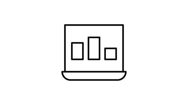 A laptop displaying a colorful bar chart on its screen, illustrating data trends and comparisons.