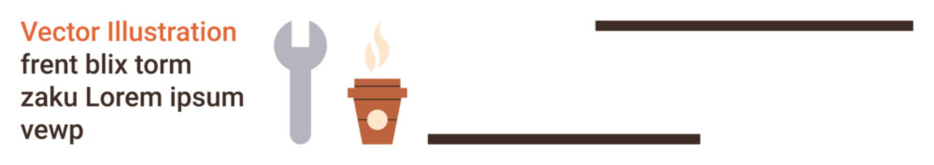 Coffee, maintenance, repair services, workshop, break time, tools. A wrench and a steaming coffee cup. Maintenance and repair services combined with break time imagery