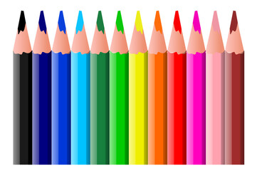 colored pencils isolated on white background