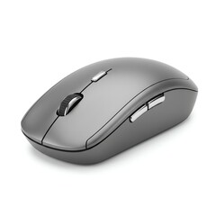 Gray wireless mouse with transparent background