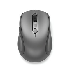 Gray computer mouse with transparent background