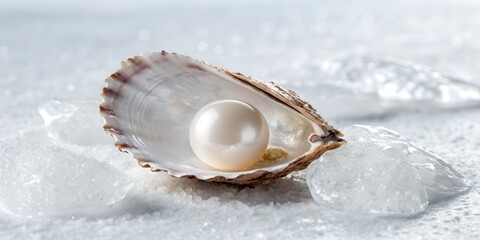 Stunning single pearl in oyster shell for jewelry designs and luxury branding, a symbol of elegance and ocean treasures