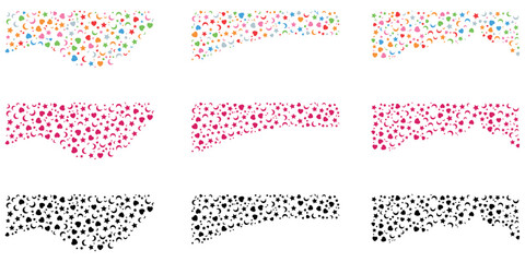 Festive decorative border with colorful stars moons and hearts for party invitations and decorations perfect for backgrounds and creative designs creating a celebratory atmosphere for any occasion