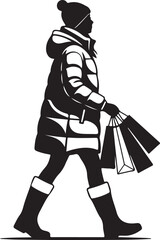 Shopping woman silhouette holding bags

Shopping girl with purchases vector icon

Shopping female consumer winter sale