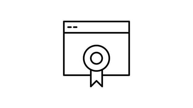 A minimalist black and white outline of a computer monitor, emphasizing its basic shape and features.