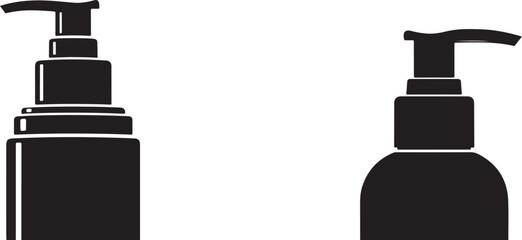 set of black plastic bottles Bottle pump dispenser vector silhouette

Bottle cosmetic liquid container icon

Bottle soap packaging design symbol