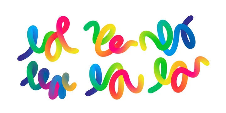 Colorful three dimensional swirl rainbow lines on transparent background with smooth gradient shapes forming wave ribbon pattern for branding materials social media and promotional artwork layouts