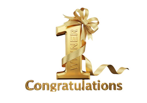 Golden winner one isolated on transparent background for congratulations and celebration use