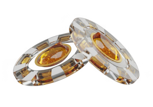 Luxury casino chips with amber liquid isolated on transparent background for games and awards