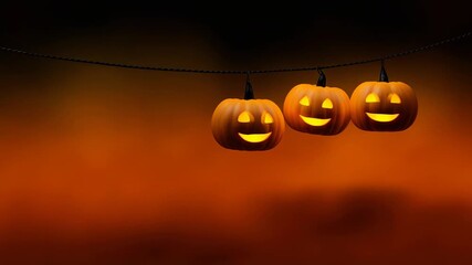 Cheerful Halloween Pumpkins Hanging with Warm Glow for Festive Celebrations and Decorations