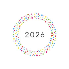 Festive 2026 Celebration - Colorful Confetti Ring for New Year or Anniversary.