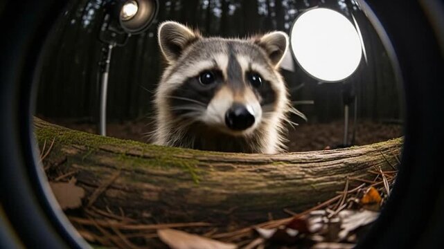 A Curious Raccoon Emerges: Wildlife Photography Behind-the-Scenes with Forest Creature