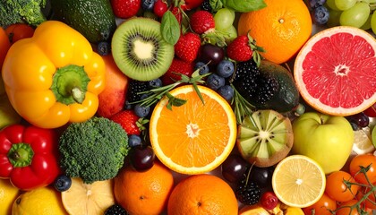 Colorful Assortment of Fresh Fruits and Vegetables for Healthy Eating.