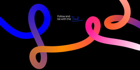 Playful colorful gradient squiggle lines arranged on a clean light background for cheerful abstract decorative modern design compositions