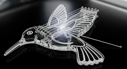 Fototapeta premium Lucid wings: A transparent hummingbird revealing the delicate beauty of avian architecture