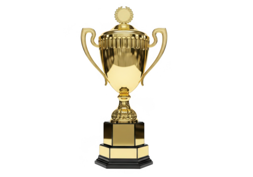 Golden trophy isolated on transparent background for awards and recognition - Powered by Adobe