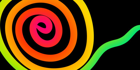 Striking multicolor gradient wave ribbons displayed on deep black background featuring three dimensional curved lines for bold modern abstract decorative graphic design aesthetics