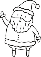 Sketch Santa Waves Raised Hand