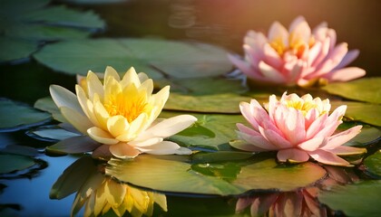 Elegant Water Lilies Blossom in a Serene Pond Symbolizing Peace and Beauty